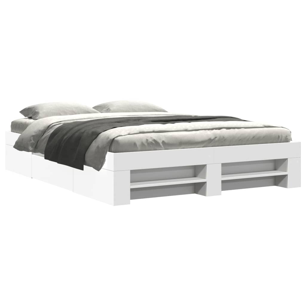 Cadre de lit sans matelas blanc 150x200 cm bois d'ingénierie - XIOS