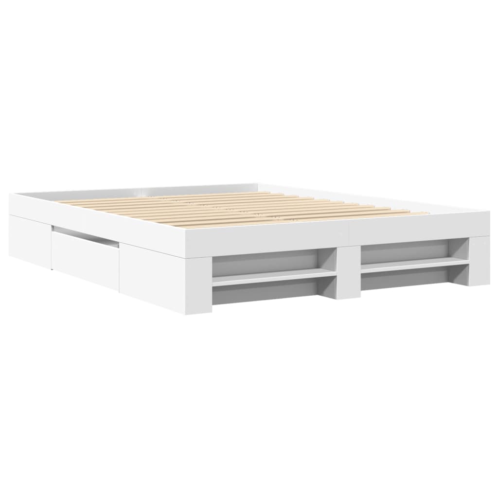 Cadre de lit sans matelas blanc 150x200 cm bois d'ingénierie - XIOS