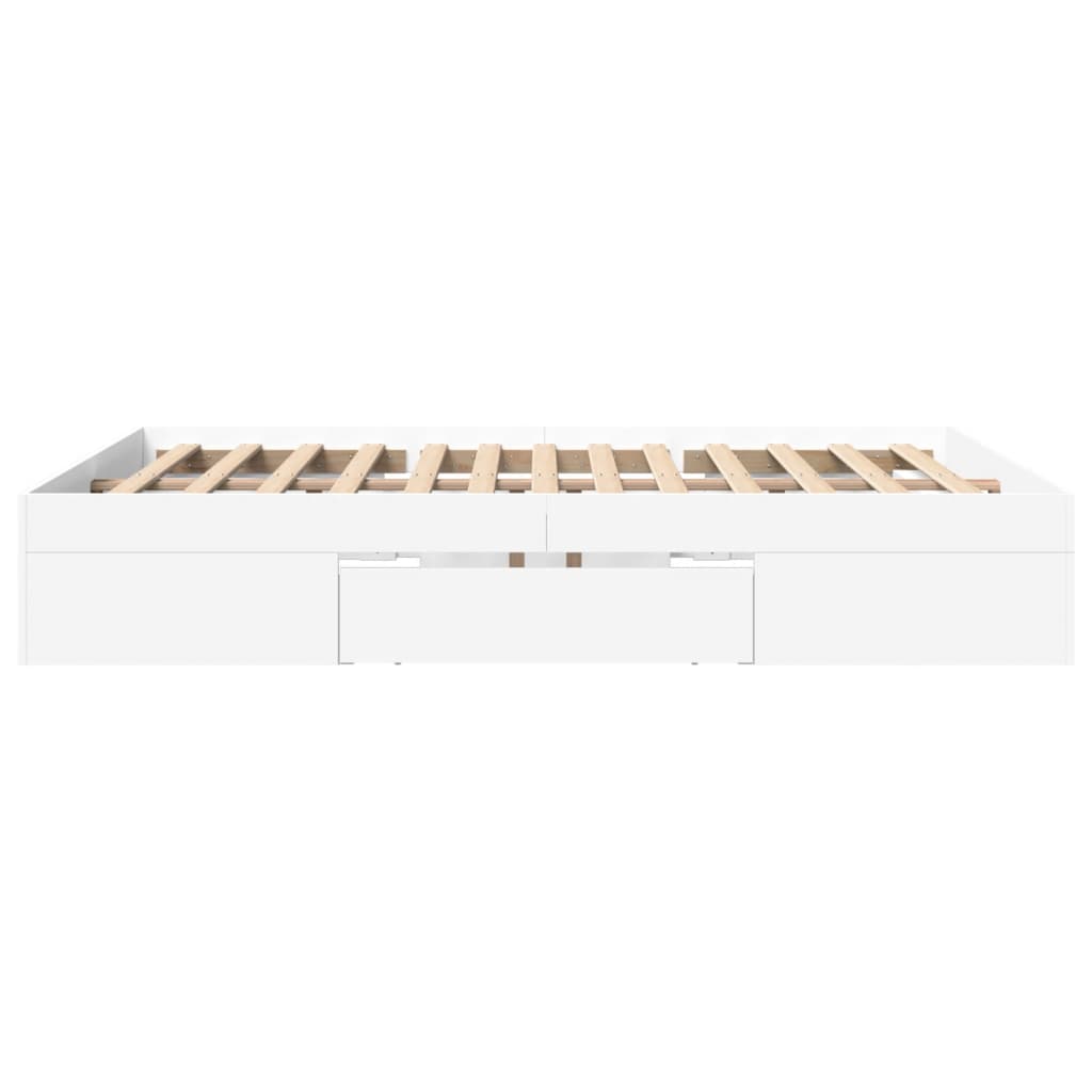 Cadre de lit sans matelas blanc 150x200 cm bois d'ingénierie - XIOS