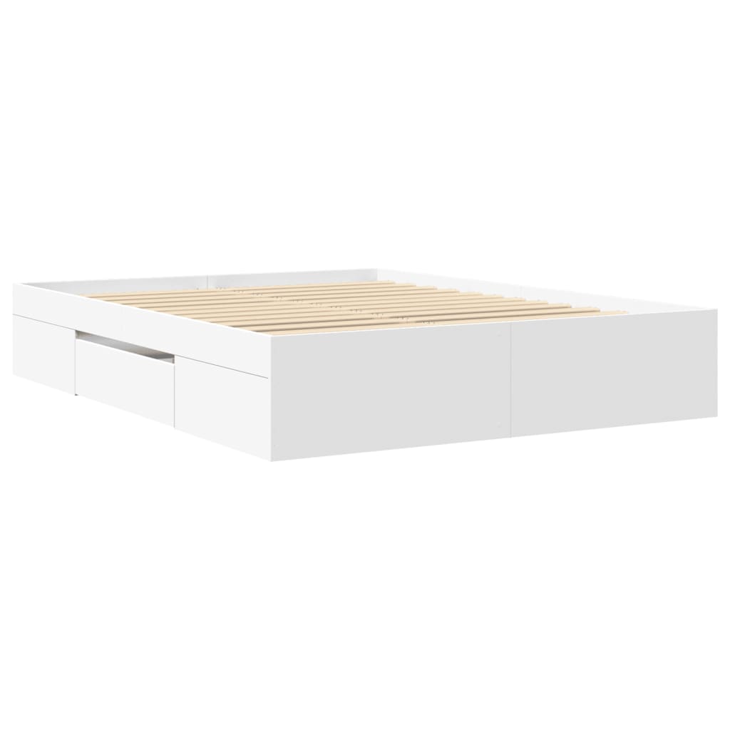 Cadre de lit sans matelas blanc 150x200 cm bois d'ingénierie - XIOS