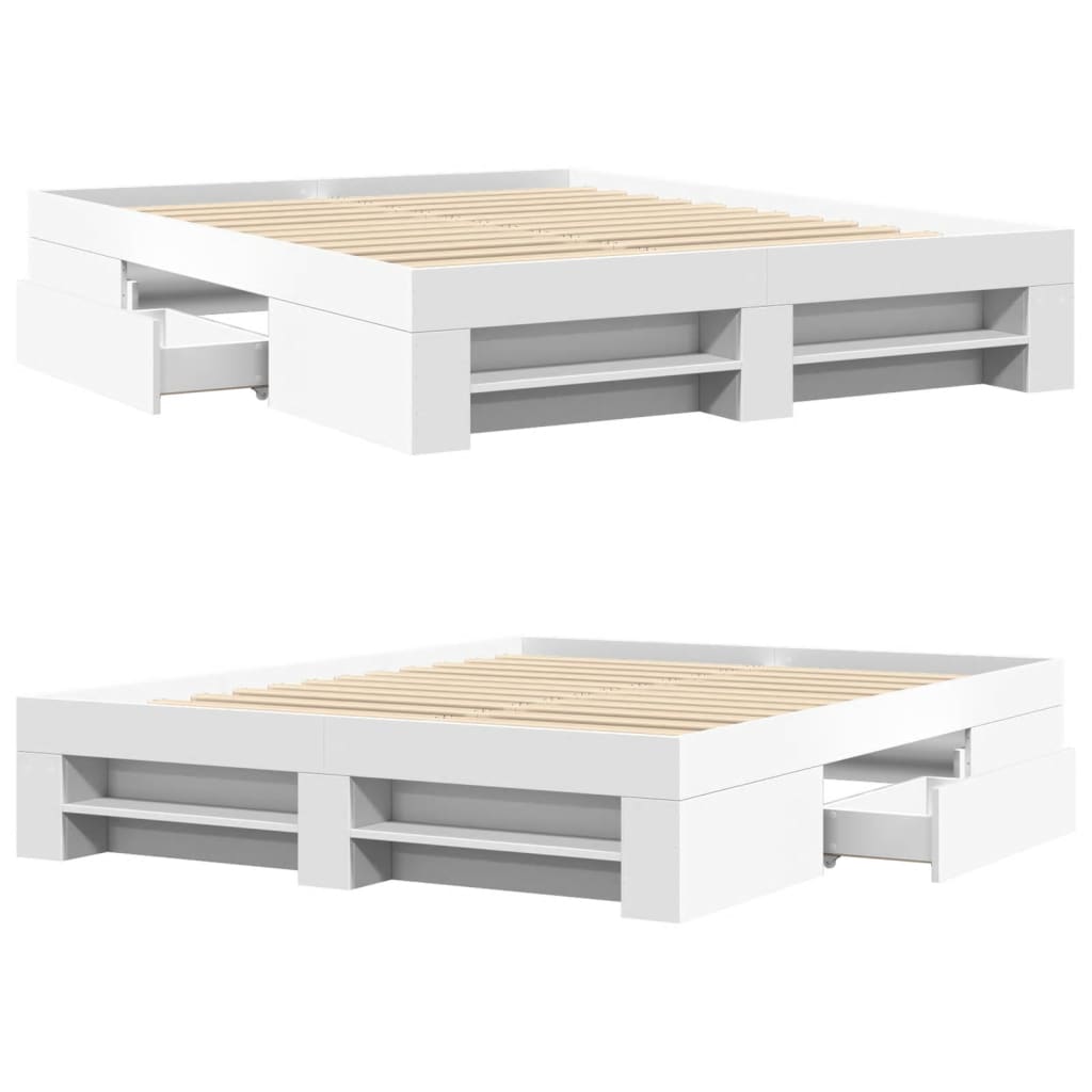 Cadre de lit sans matelas blanc 150x200 cm bois d'ingénierie - XIOS