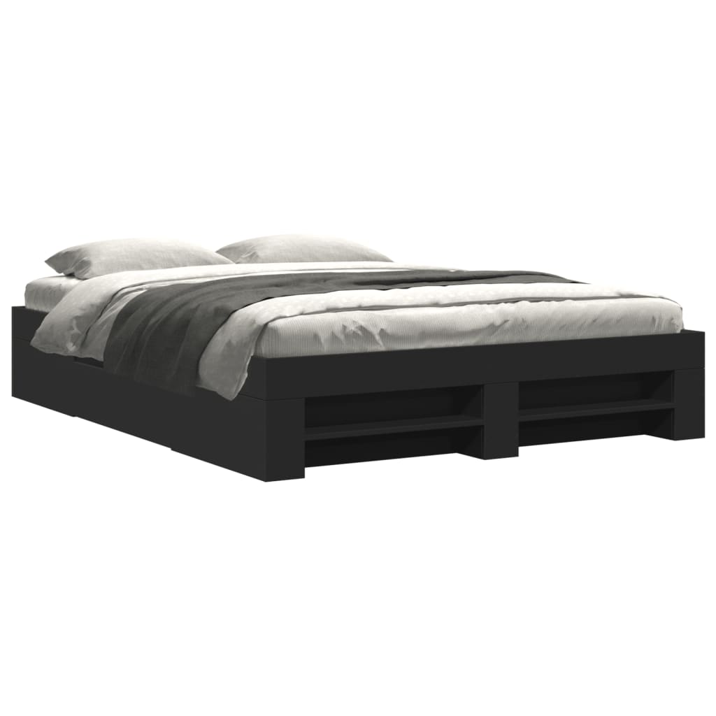 Cadre de lit sans matelas noir 150x200 cm bois d'ingénierie - XIOS