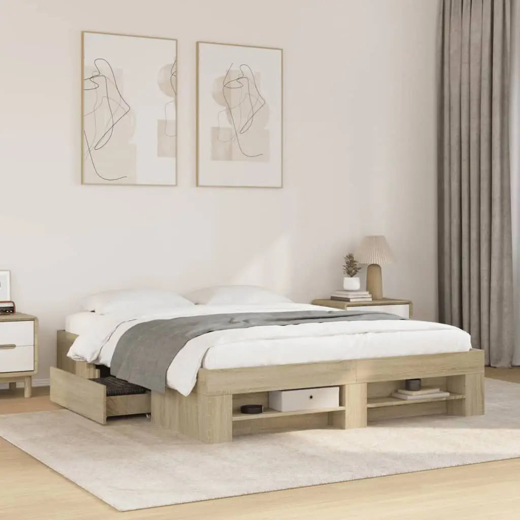 Cadre de lit sans matelas chêne sonoma 150x200 cm - XIOS