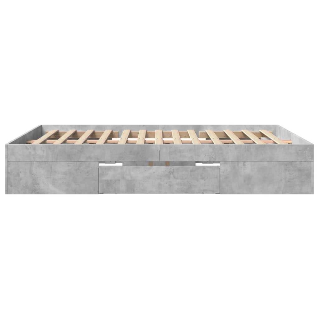 Cadre de lit sans matelas gris béton 150x200 cm bois ingénierie - XIOS