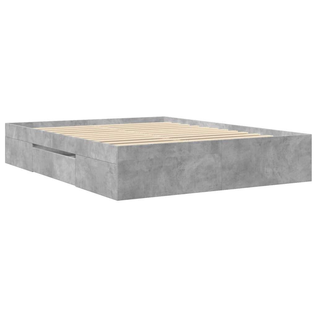 Cadre de lit sans matelas gris béton 150x200 cm bois ingénierie - XIOS