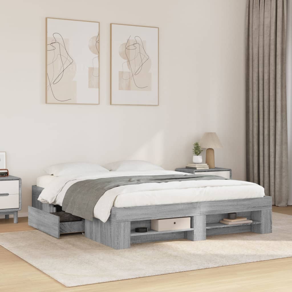 Cadre de lit sans matelas sonoma gris 150x200 cm - XIOS
