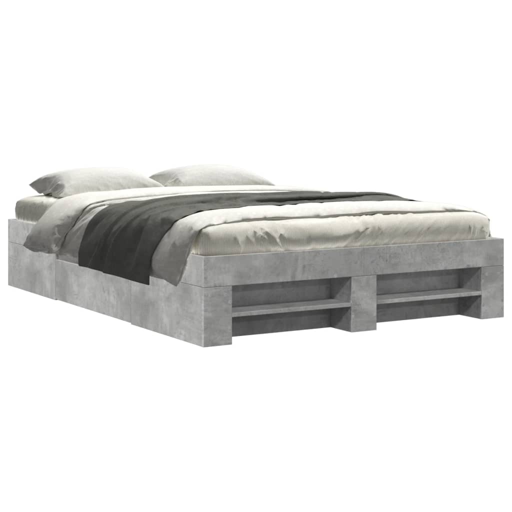 Cadre de lit sans matelas gris béton 140x200 cm bois ingénierie - XIOS