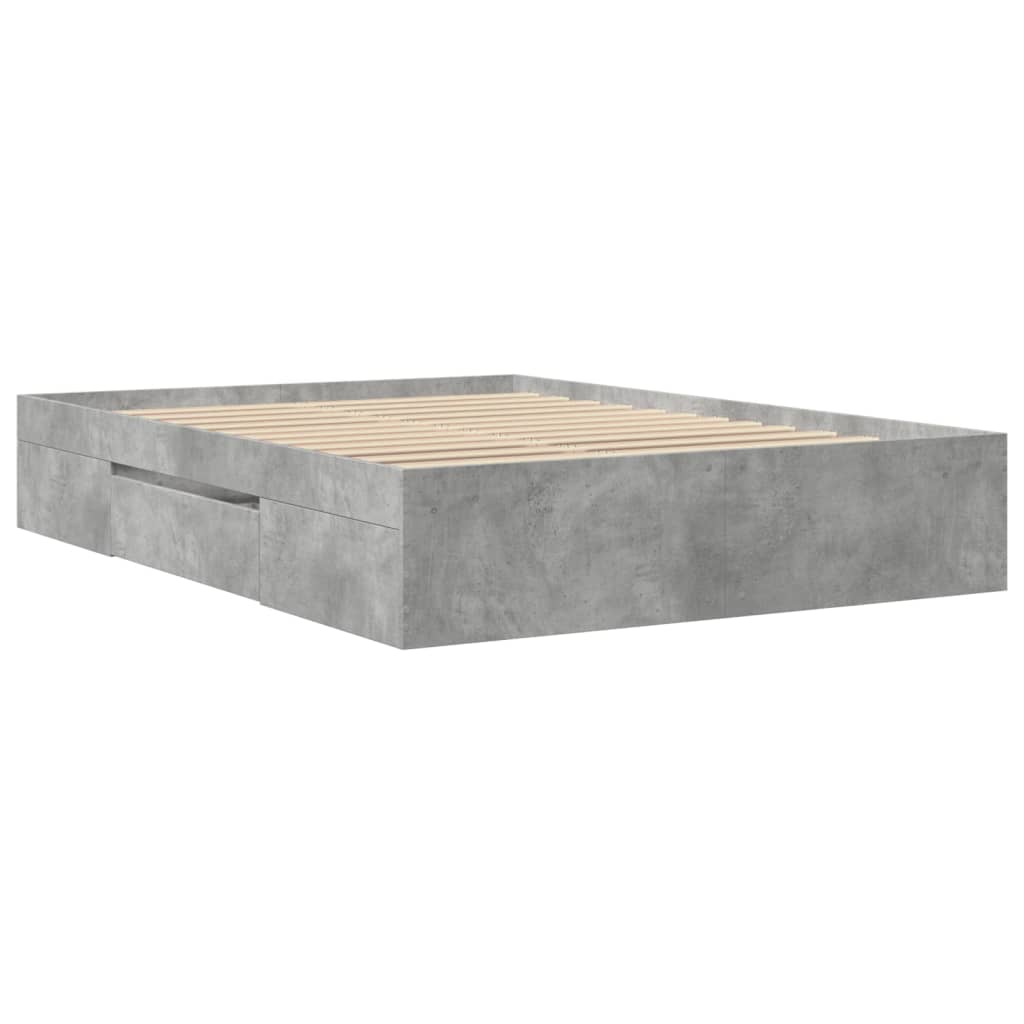 Cadre de lit sans matelas gris béton 140x200 cm bois ingénierie - XIOS