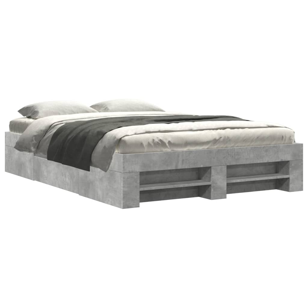 Cadre de lit sans matelas gris béton 120x200 cm bois ingénierie - XIOS