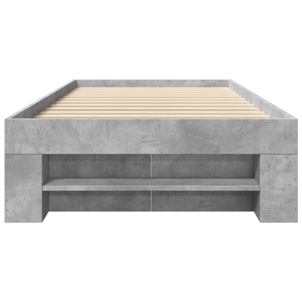Cadre de lit sans matelas gris béton 100x200 cm bois ingénierie - XIOS