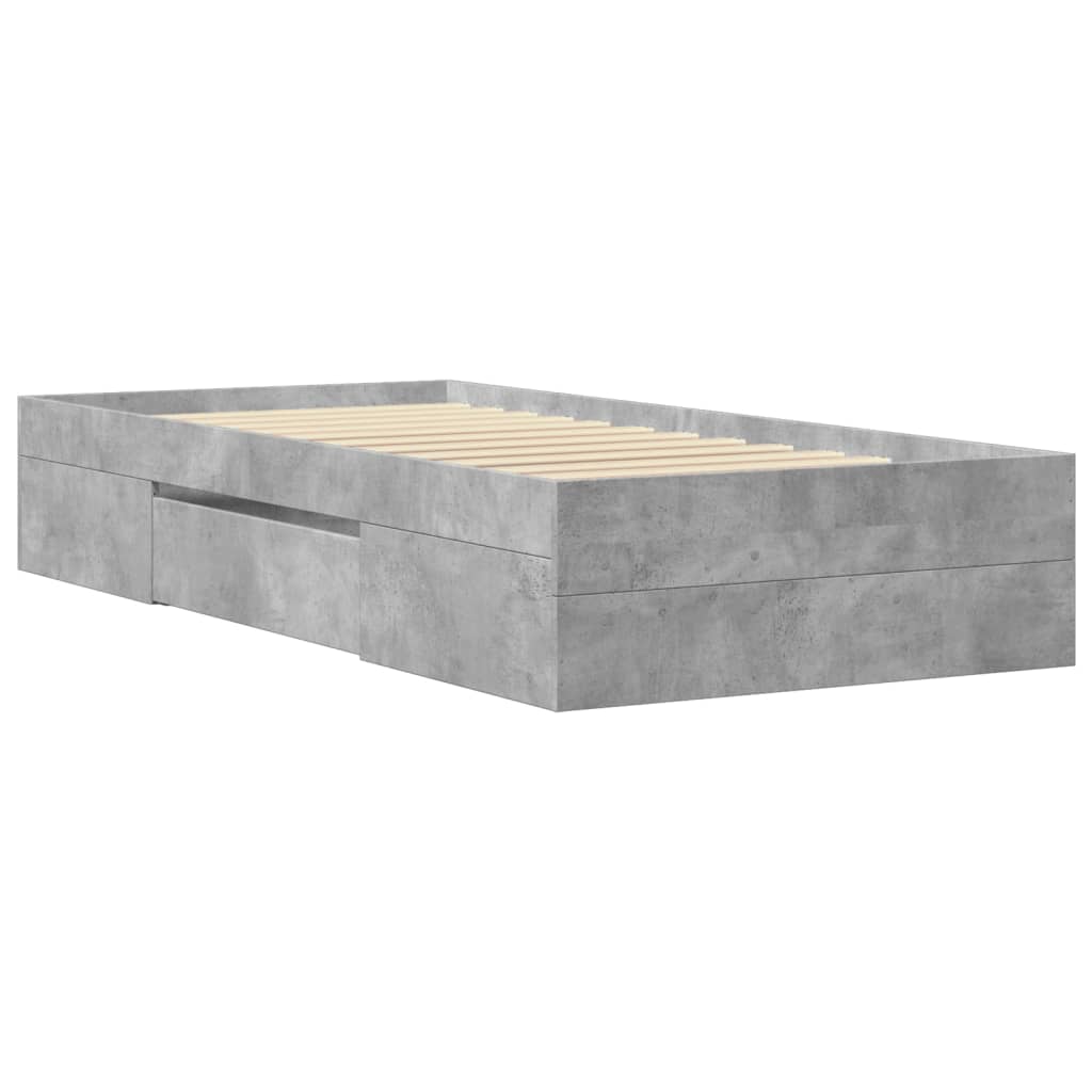 Cadre de lit sans matelas gris béton 100x200 cm bois ingénierie - XIOS