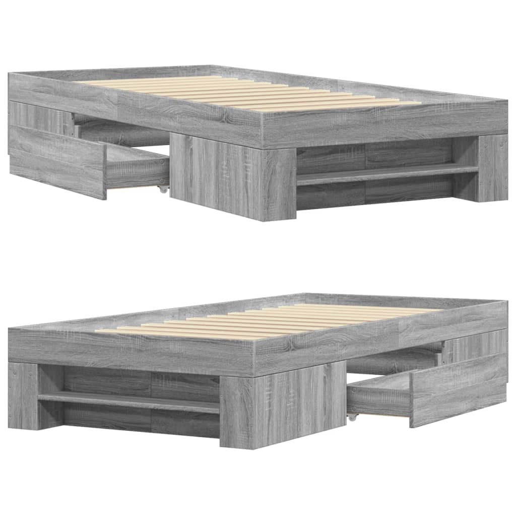 Cadre de lit sans matelas sonoma gris 100x200 cm - XIOS