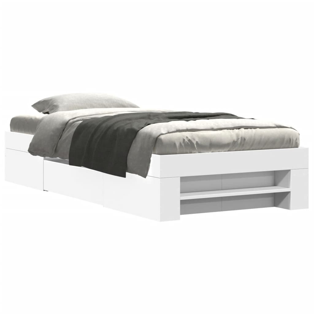 Cadre de lit sans matelas blanc 90x200 cm bois d'ingénierie - XIOS