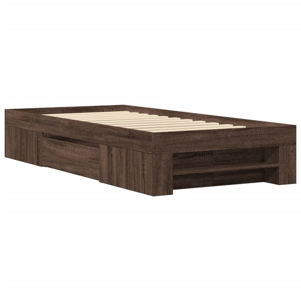 Cadre de lit sans matelas chêne marron 90x200cm bois ingénierie - XIOS