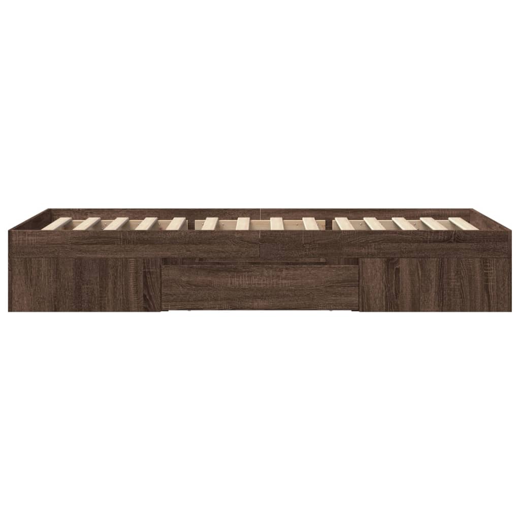 Cadre de lit sans matelas chêne marron 90x200cm bois ingénierie - XIOS