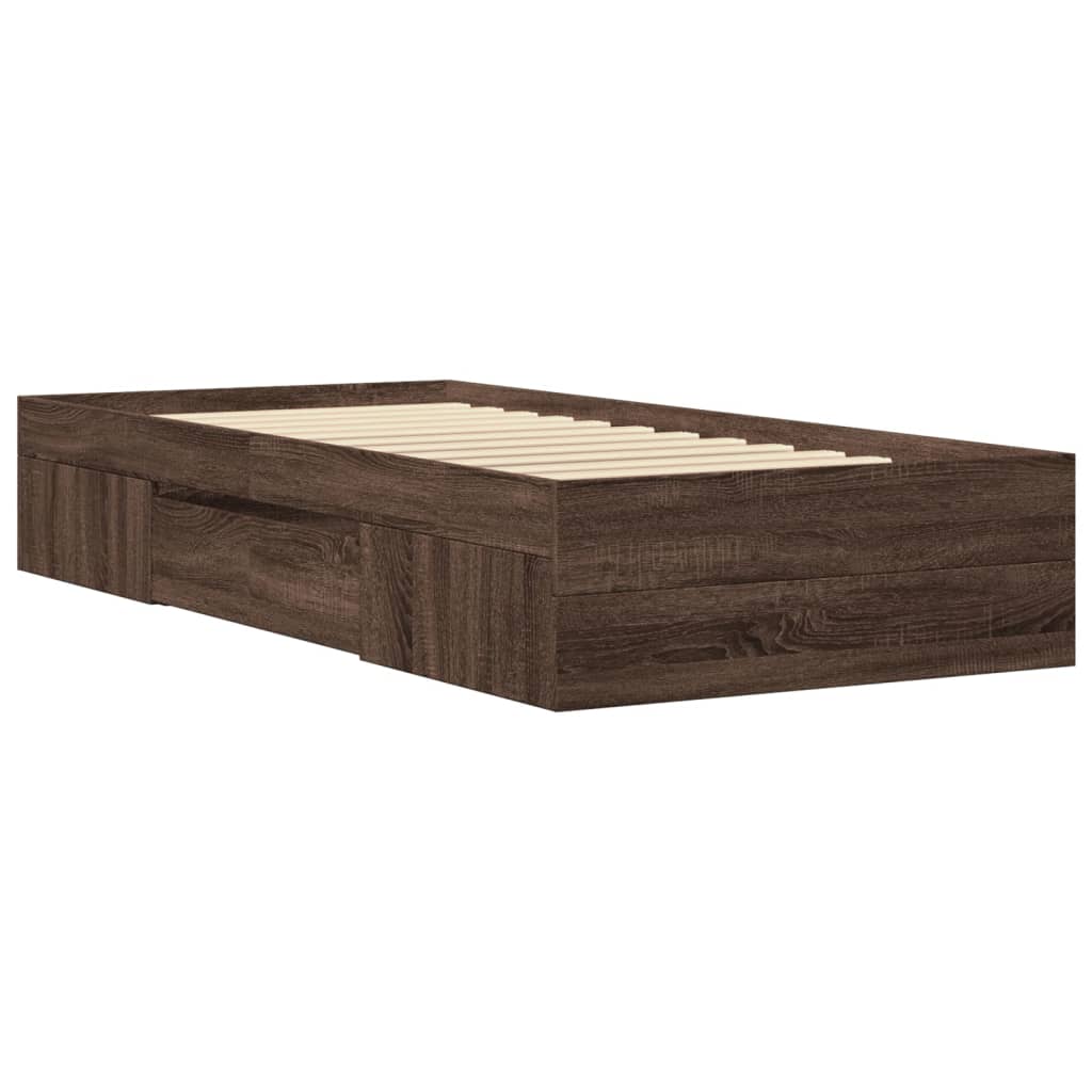 Cadre de lit sans matelas chêne marron 90x200cm bois ingénierie - XIOS