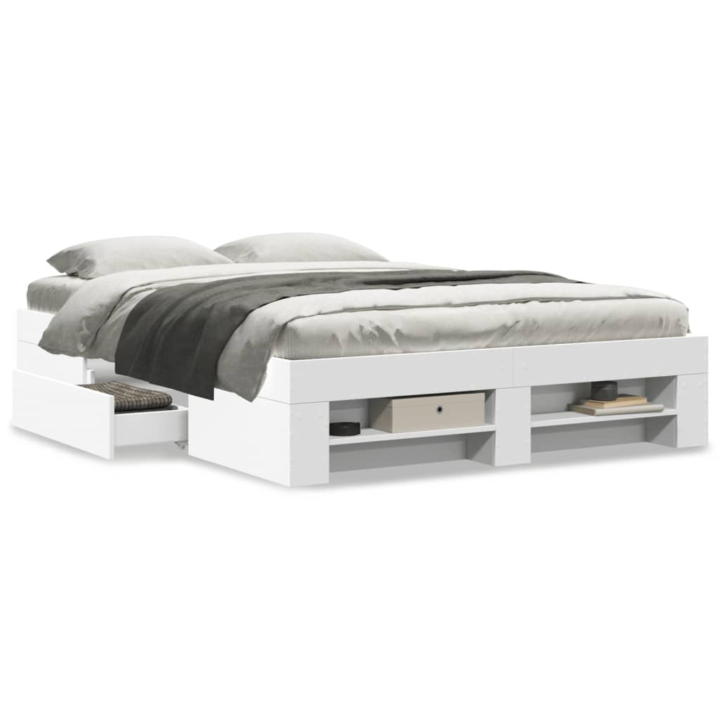 Cadre de lit sans matelas blanc 140x190 cm bois d'ingénierie - XIOS