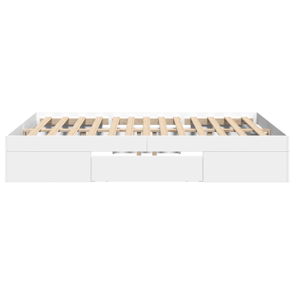 Cadre de lit sans matelas blanc 140x190 cm bois d'ingénierie - XIOS