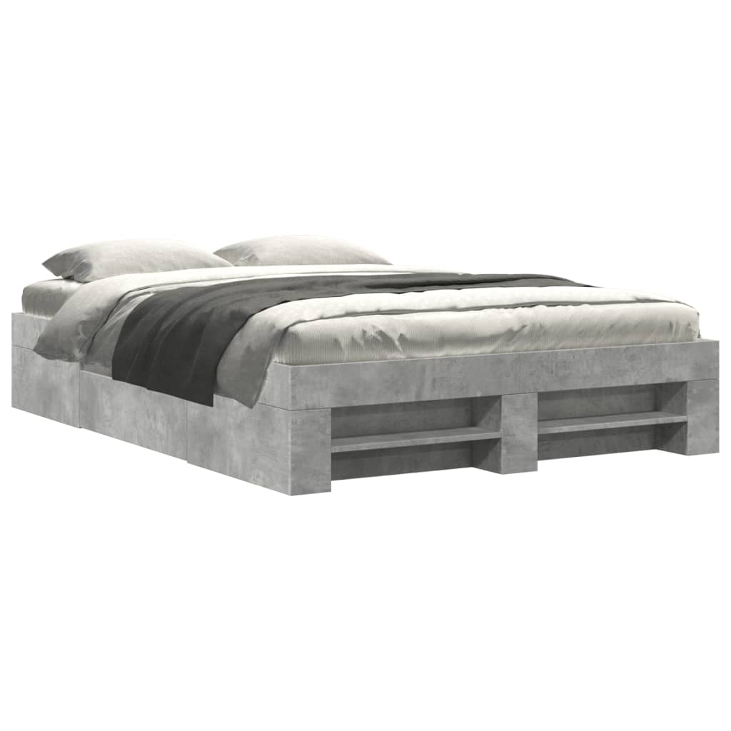 Cadre de lit sans matelas gris béton 140x190 cm bois ingénierie - XIOS