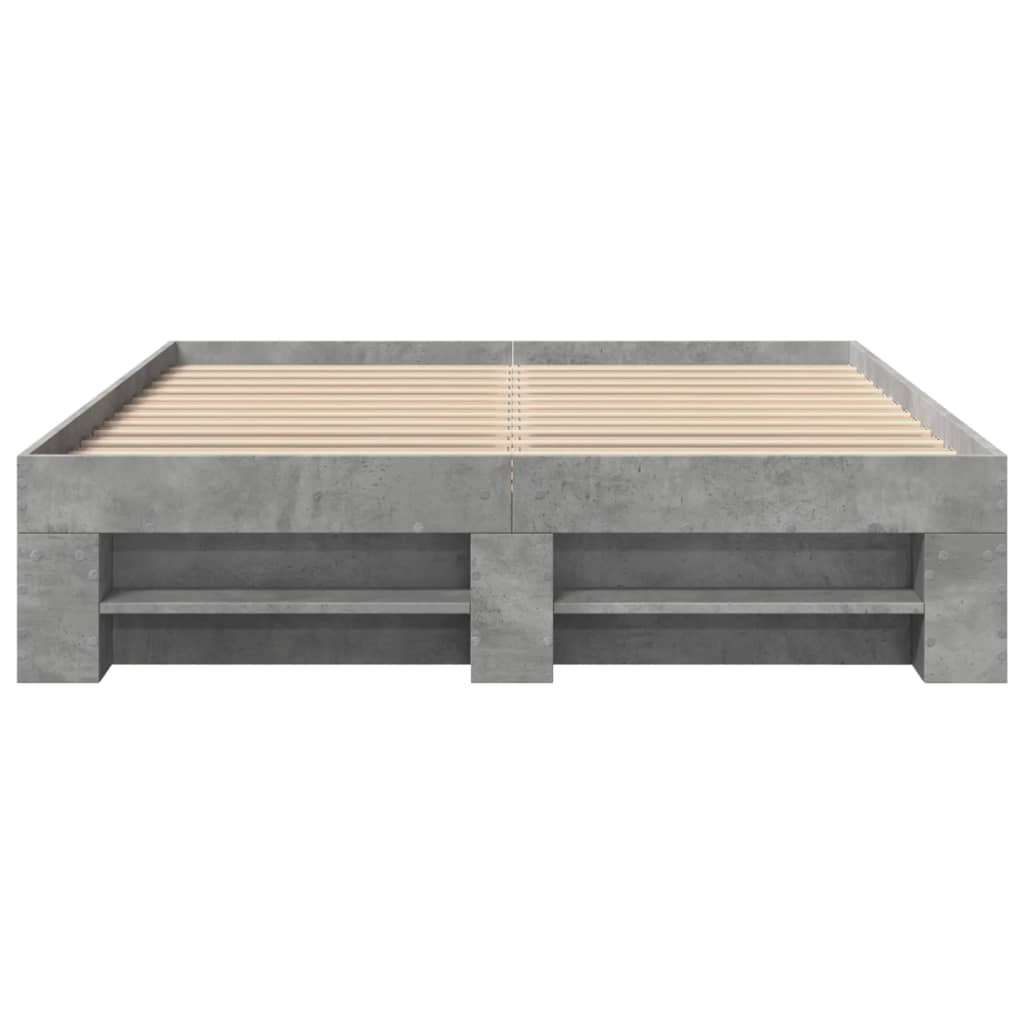 Cadre de lit sans matelas gris béton 140x190 cm bois ingénierie - XIOS