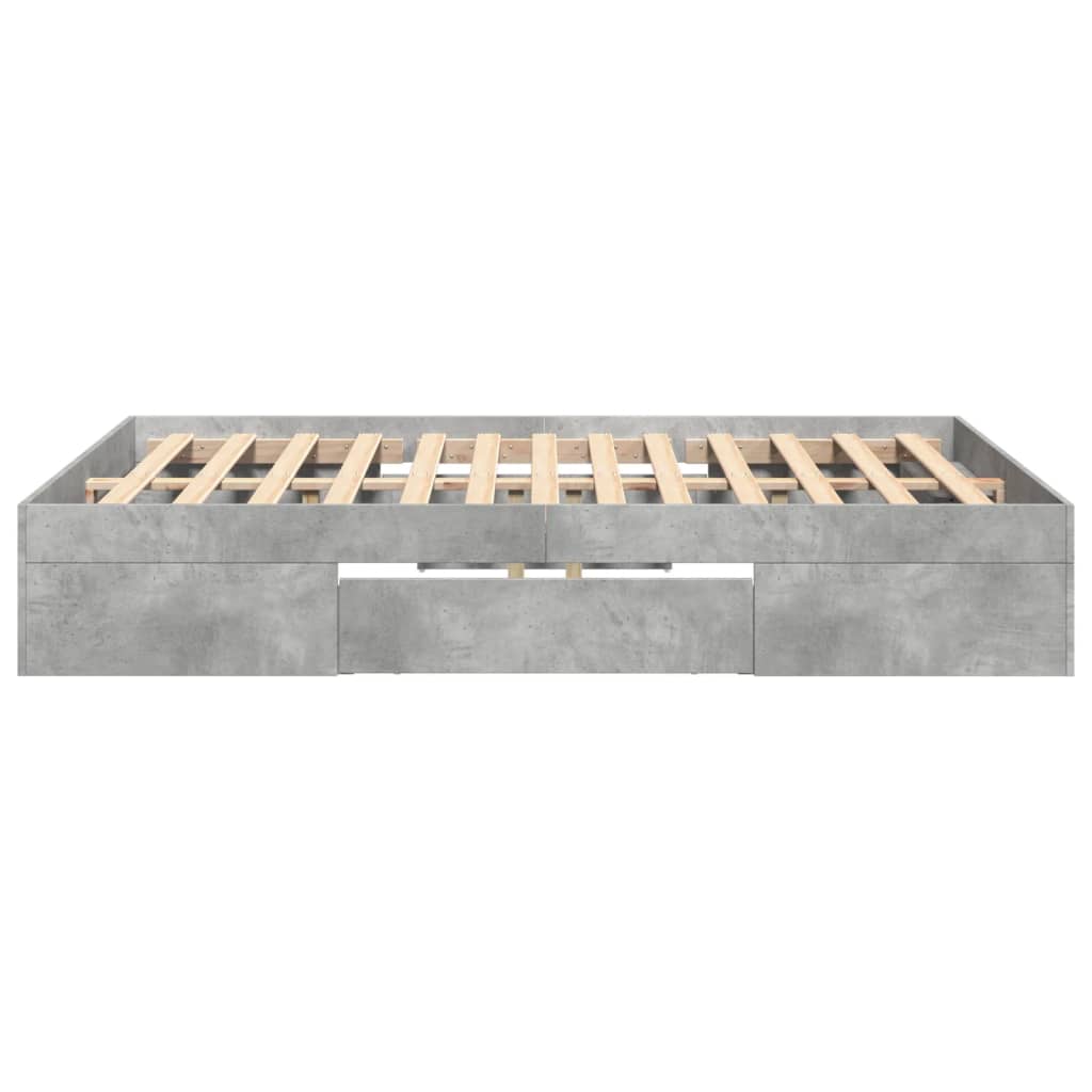 Cadre de lit sans matelas gris béton 140x190 cm bois ingénierie - XIOS