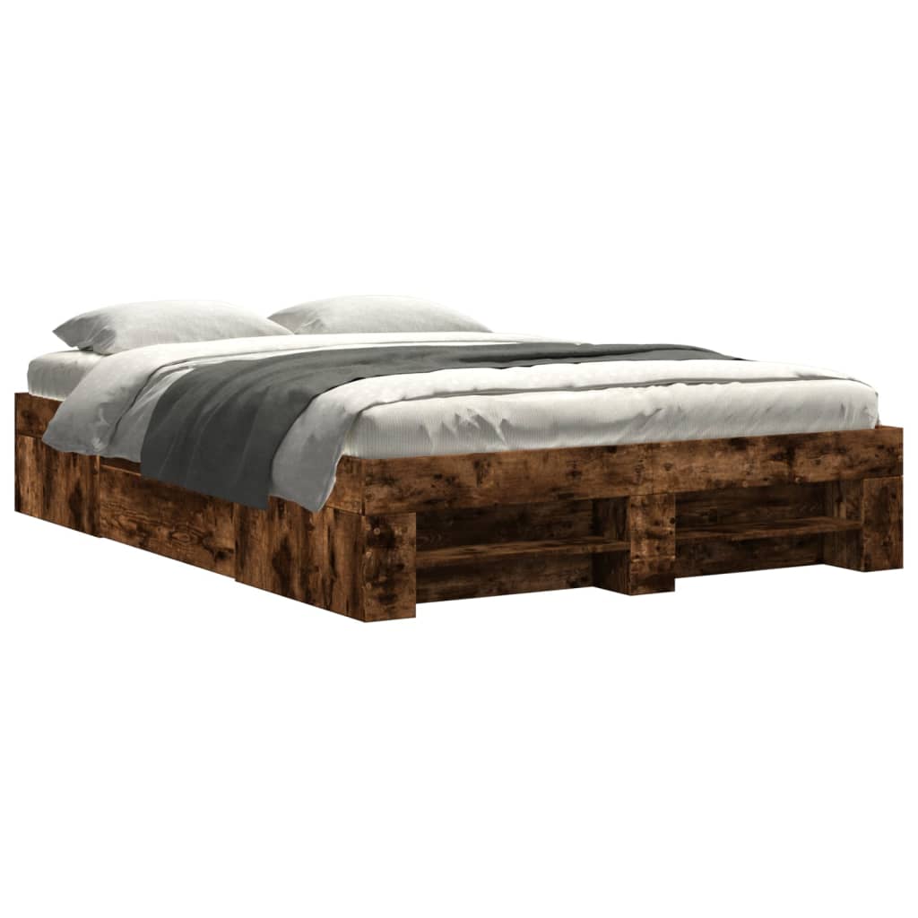 Cadre de lit sans matelas chêne fumé 140x190 cm bois ingénierie - XIOS
