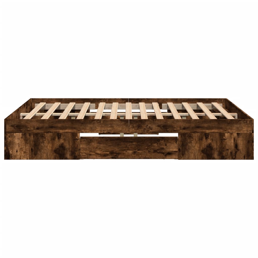 Cadre de lit sans matelas chêne fumé 140x190 cm bois ingénierie - XIOS