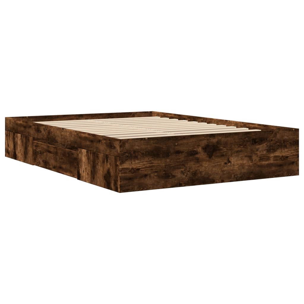 Cadre de lit sans matelas chêne fumé 140x190 cm bois ingénierie - XIOS
