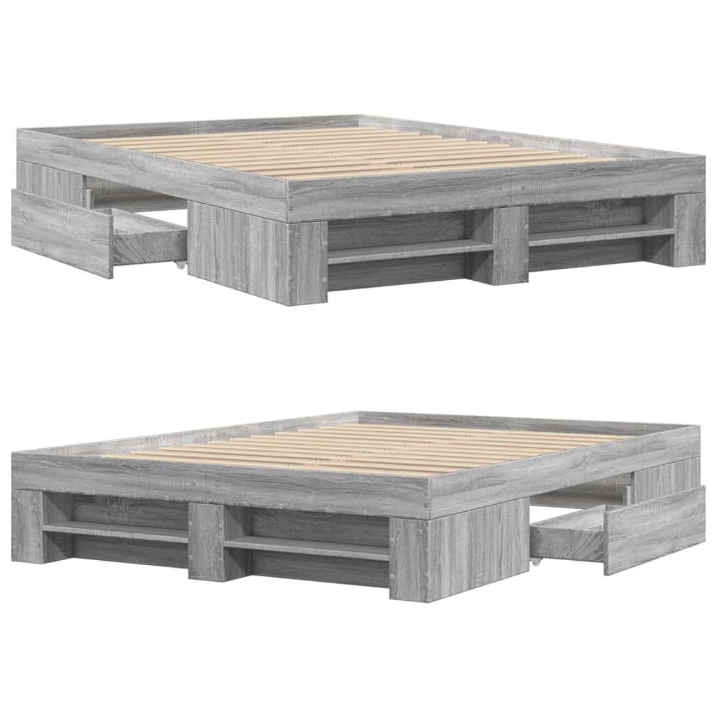 Cadre de lit sans matelas sonoma gris 140x190 cm - XIOS