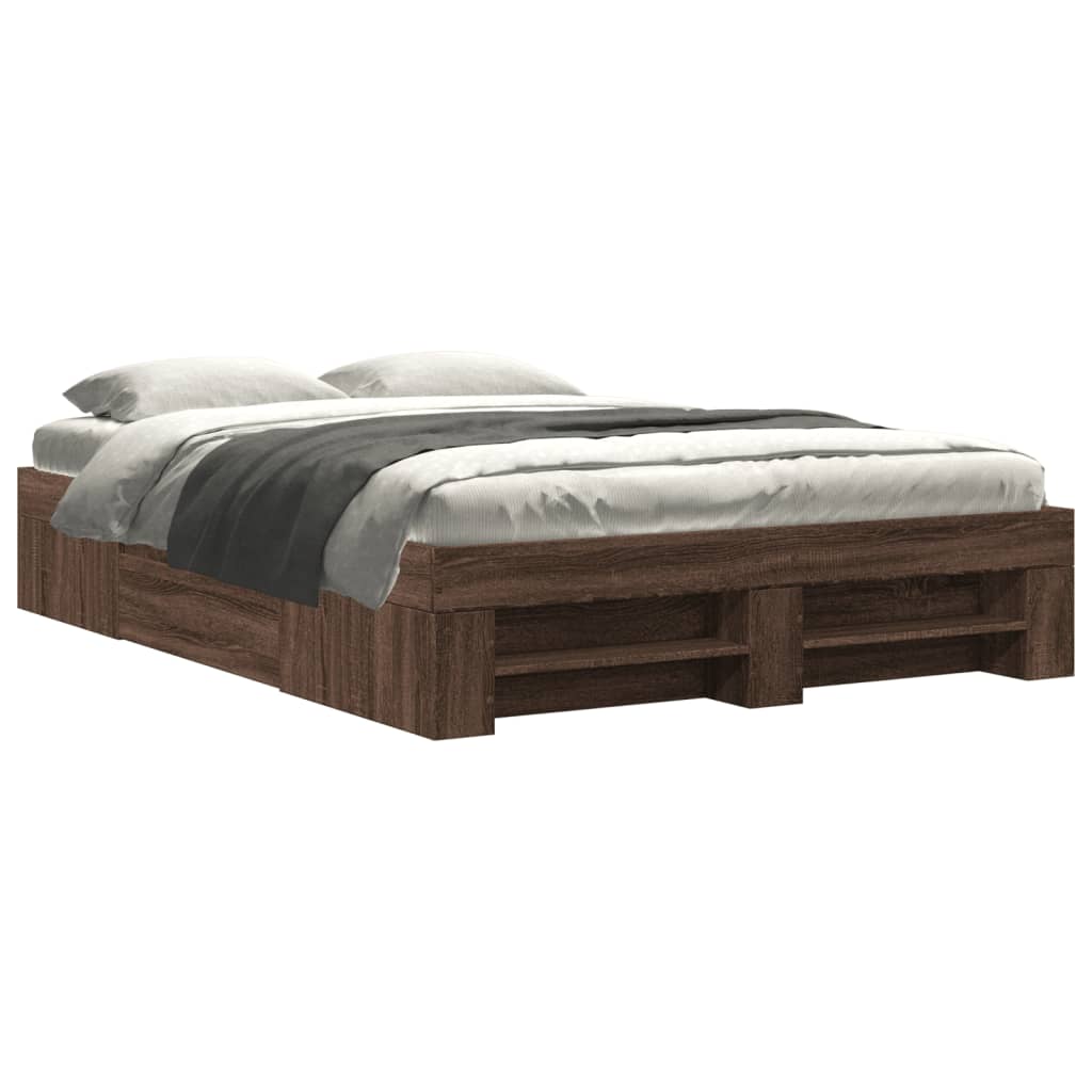 Cadre de lit sans matelas chêne marron 140x190 cm - XIOS