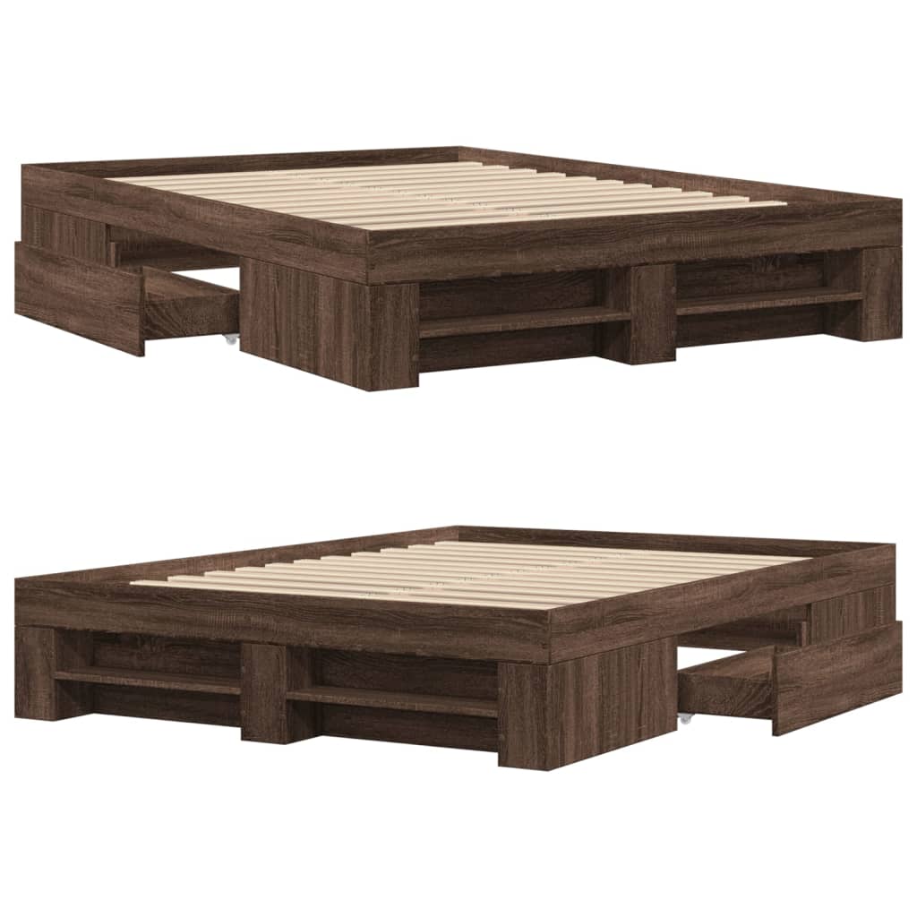 Cadre de lit sans matelas chêne marron 140x190 cm - XIOS