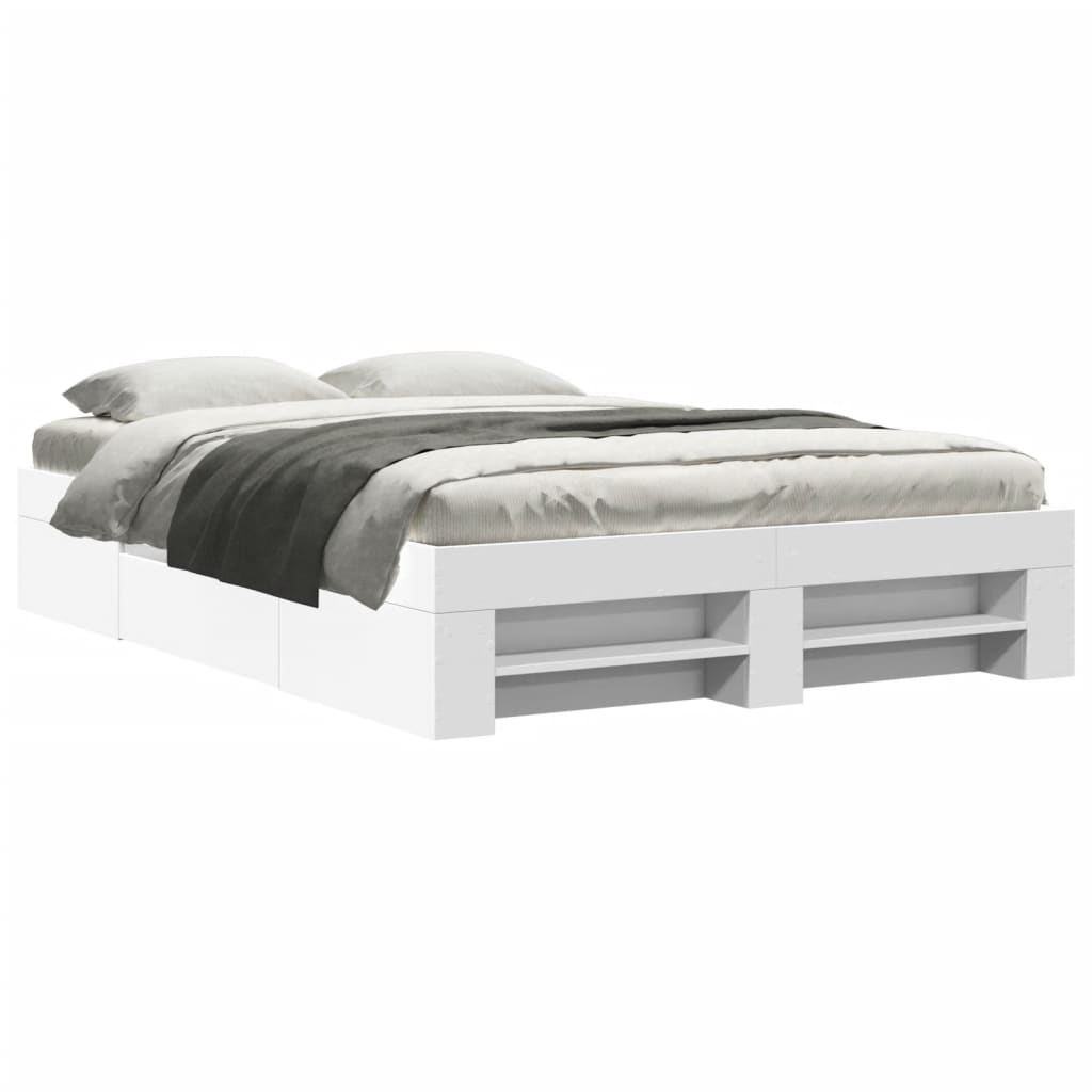 Cadre de lit sans matelas blanc 135x190 cm bois d'ingénierie - XIOS