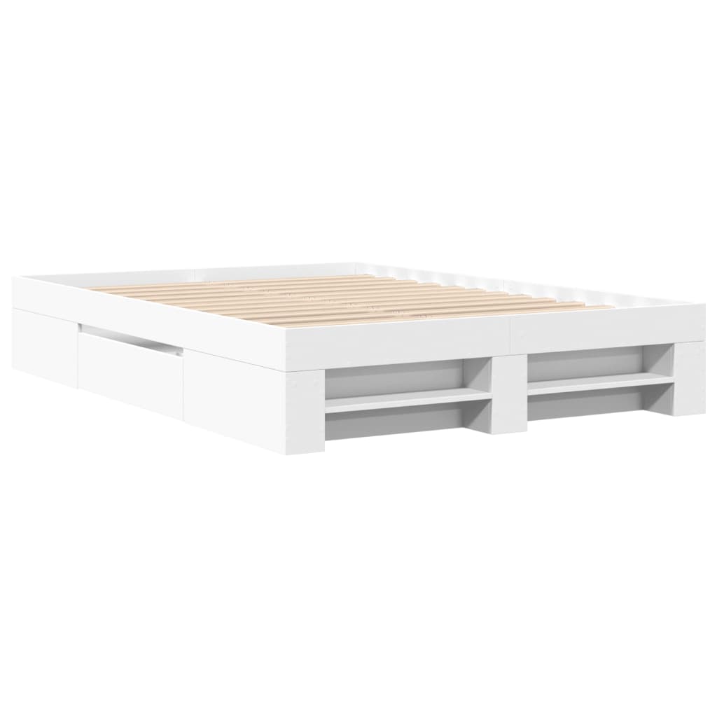 Cadre de lit sans matelas blanc 135x190 cm bois d'ingénierie - XIOS