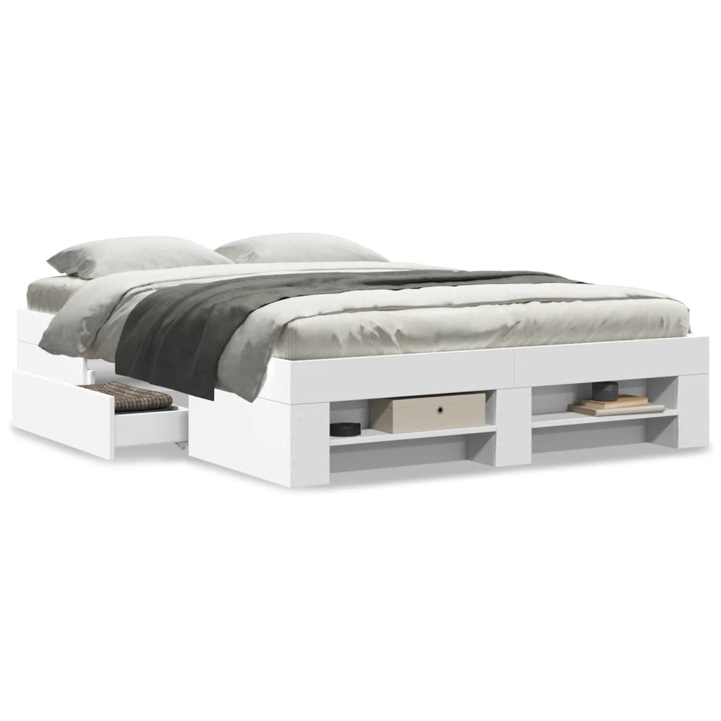 Cadre de lit sans matelas blanc 135x190 cm bois d'ingénierie - XIOS