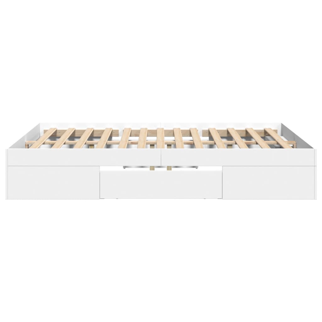 Cadre de lit sans matelas blanc 135x190 cm bois d'ingénierie - XIOS