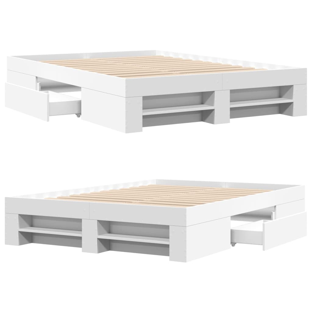 Cadre de lit sans matelas blanc 135x190 cm bois d'ingénierie - XIOS