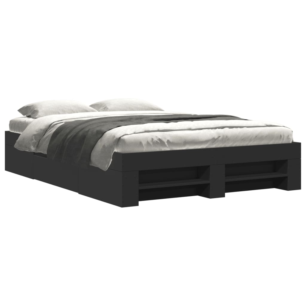 Cadre de lit sans matelas noir 135x190 cm bois d'ingénierie - XIOS