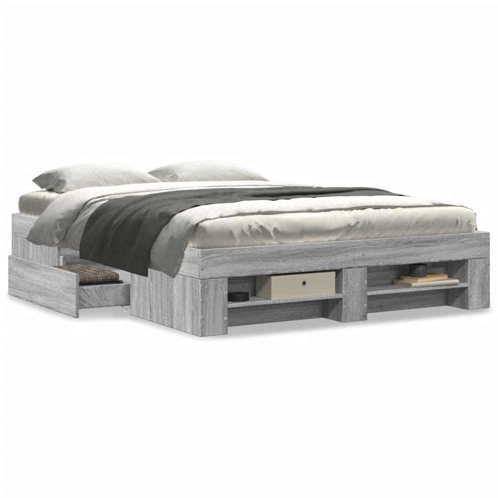 Cadre de lit sans matelas sonoma gris 135x190 cm - XIOS