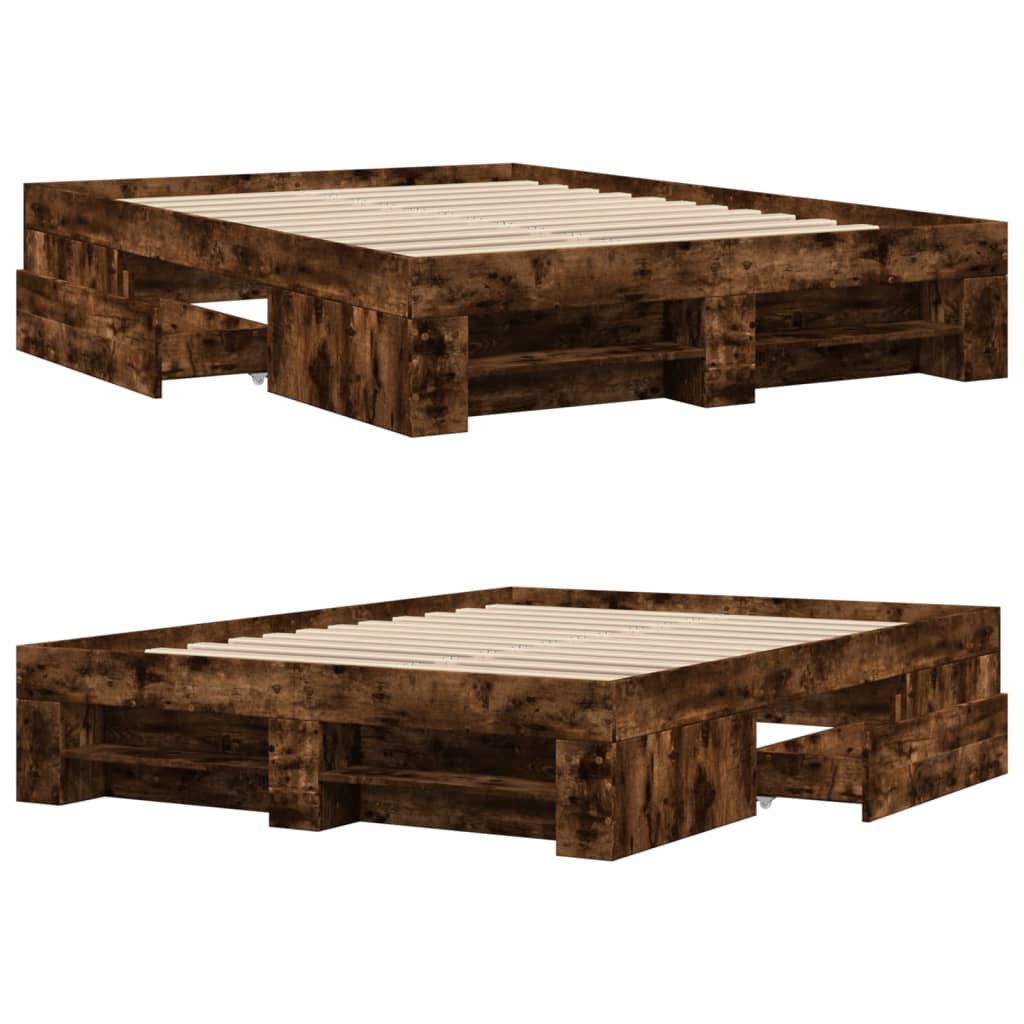 Cadre de lit sans matelas chêne fumé 120x190 cm bois ingénierie - XIOS