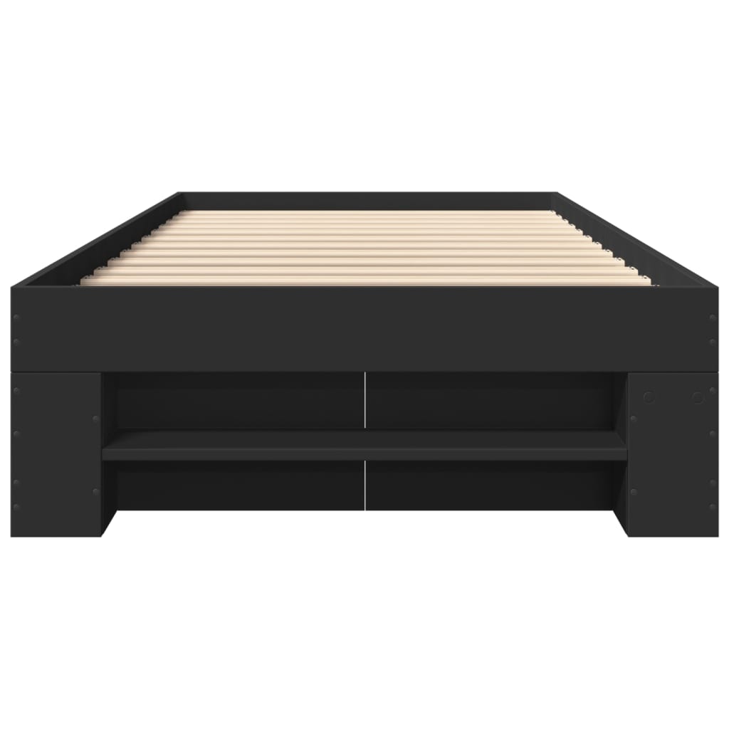 Cadre de lit sans matelas noir 90x190 cm bois ingénierie - XIOS