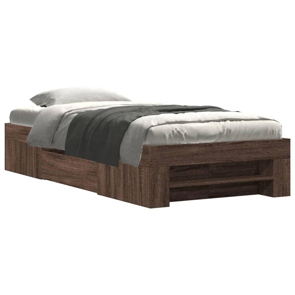 Cadre de lit sans matelas chêne marron 90x190cm bois ingénierie - XIOS