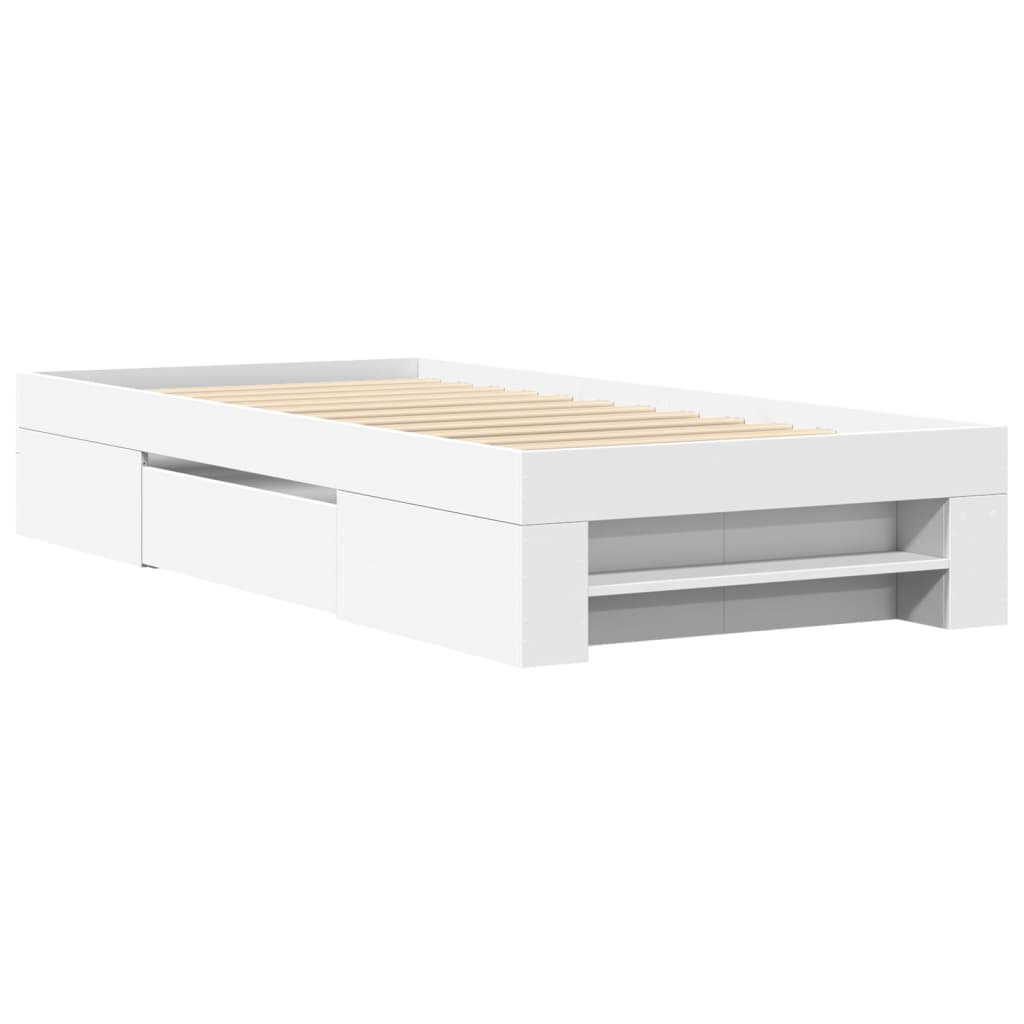 Cadre de lit sans matelas blanc 75x190 cm bois d'ingénierie - XIOS