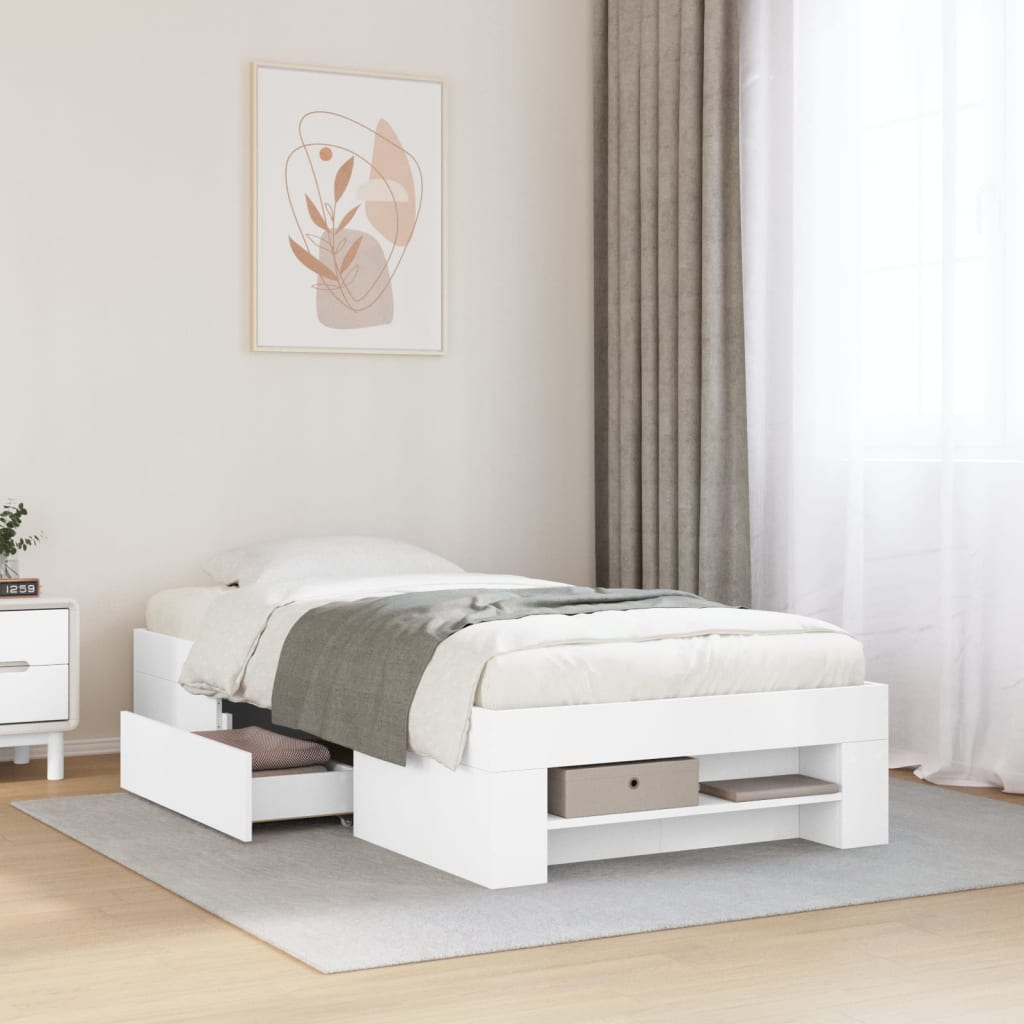 Cadre de lit sans matelas blanc 75x190 cm bois d'ingénierie - XIOS