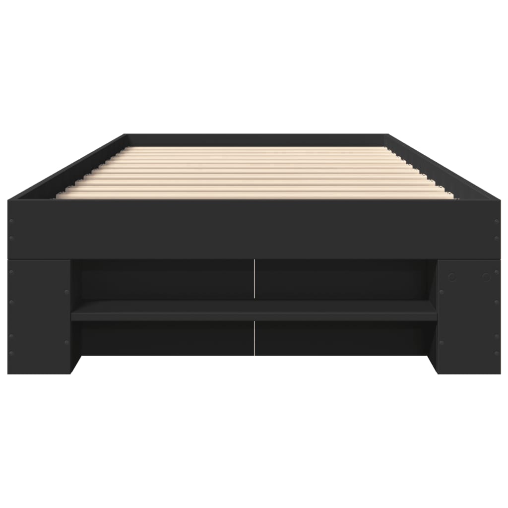 Cadre de lit sans matelas noir 75x190 cm bois ingénierie - XIOS