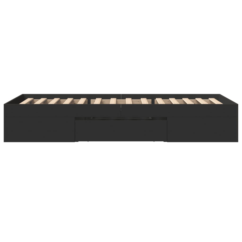 Cadre de lit sans matelas noir 75x190 cm bois ingénierie - XIOS