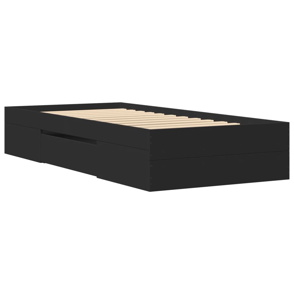 Cadre de lit sans matelas noir 75x190 cm bois ingénierie - XIOS