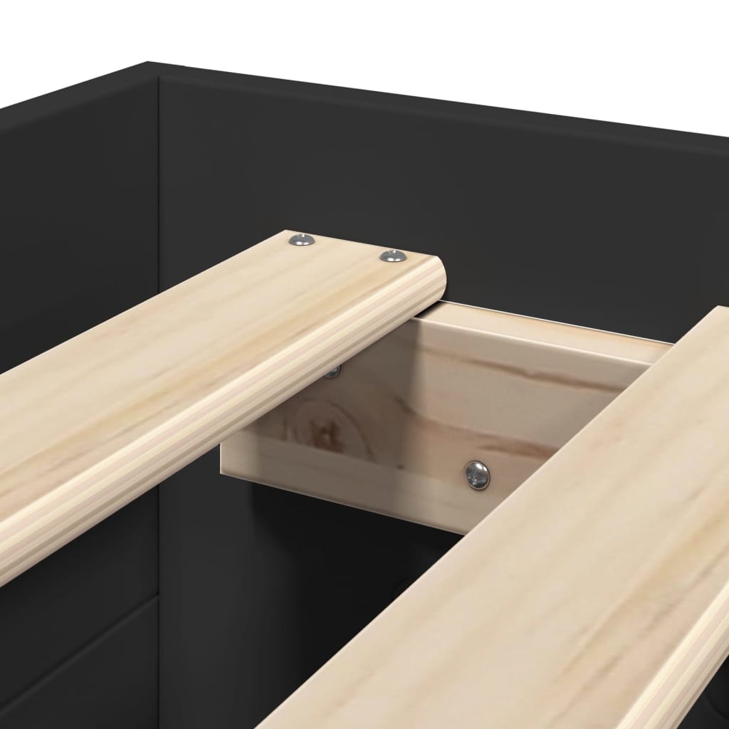 Cadre de lit sans matelas noir 75x190 cm bois ingénierie - XIOS