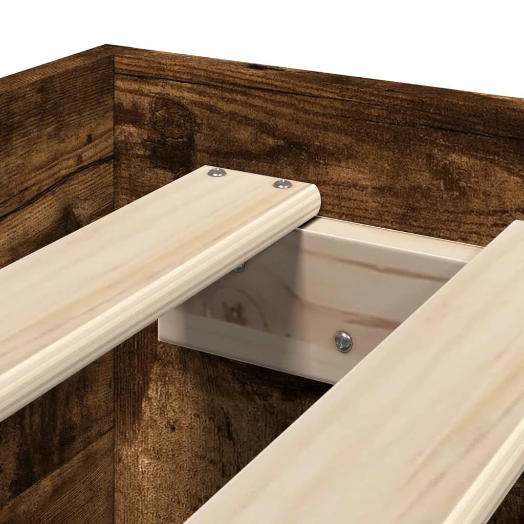Cadre de lit sans matelas chêne fumé 75x190cm bois d'ingénierie - XIOS