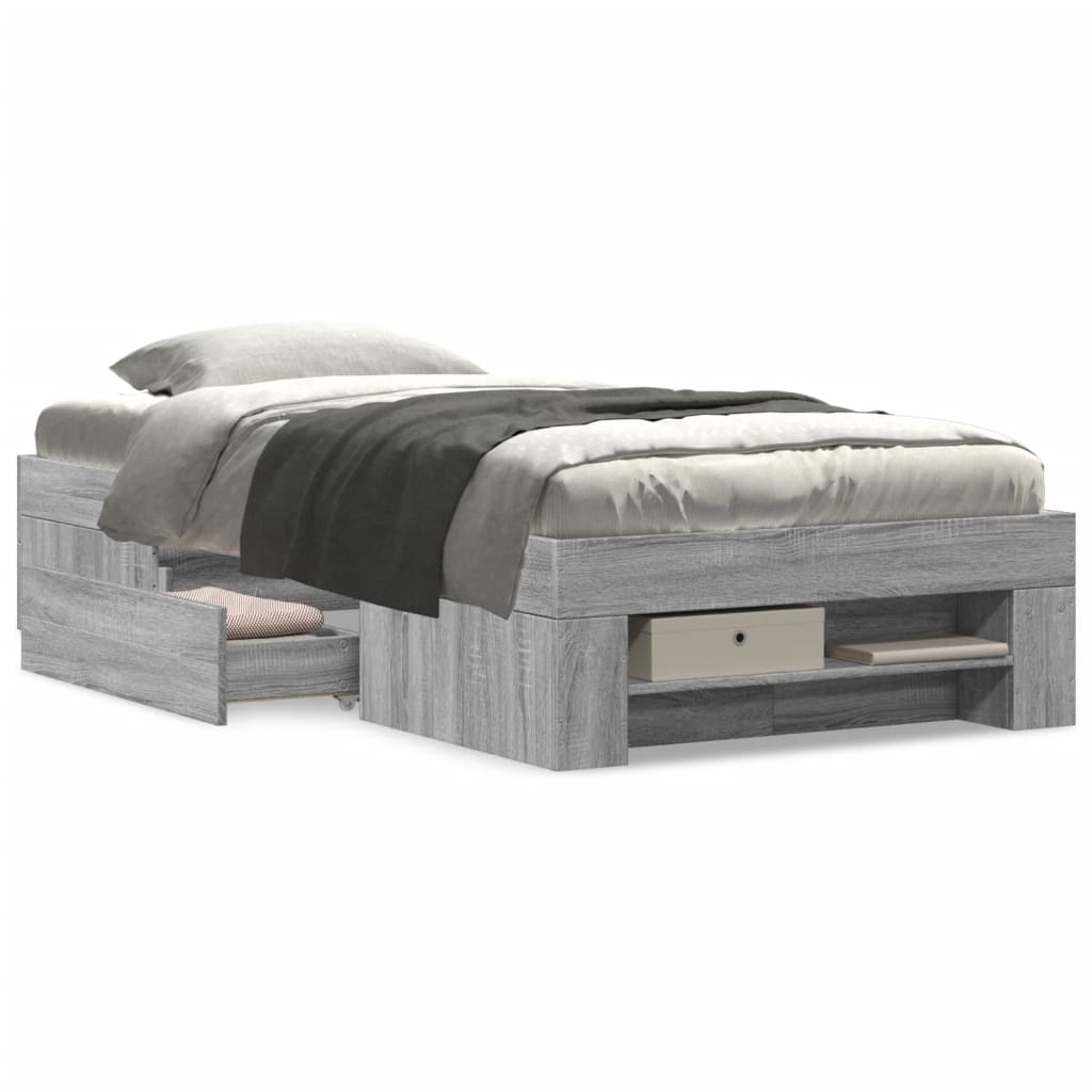 Cadre de lit sans matelas sonoma gris 75x190 cm - XIOS