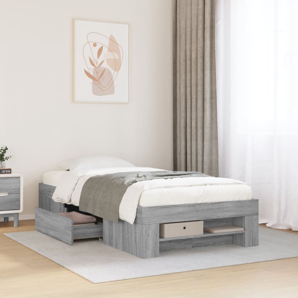Cadre de lit sans matelas sonoma gris 75x190 cm - XIOS